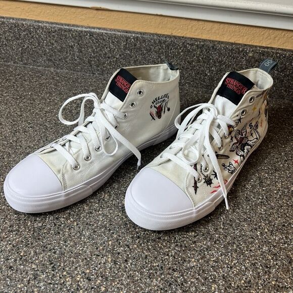 Akedo x Stranger Things Hellfire Club White Mid Top Sneaker Men US 12 EU 45 Shoe - Picture 3 of 12